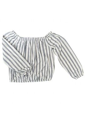 Women’s White & Navy Striped Off-Shoulder Lightweight Summer Top Size Med